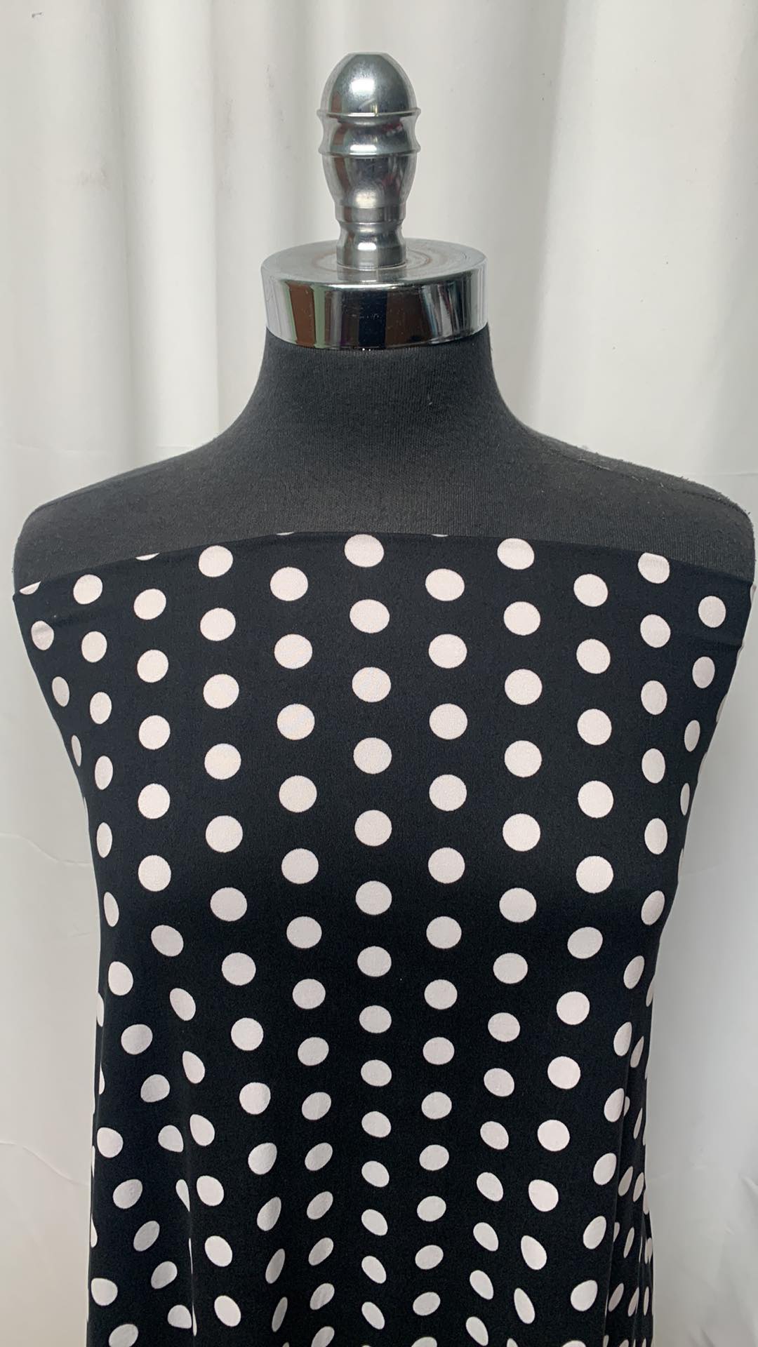 Black/White Polka Dot - Double Brushed Poly Spandex - 2 Yard Cut