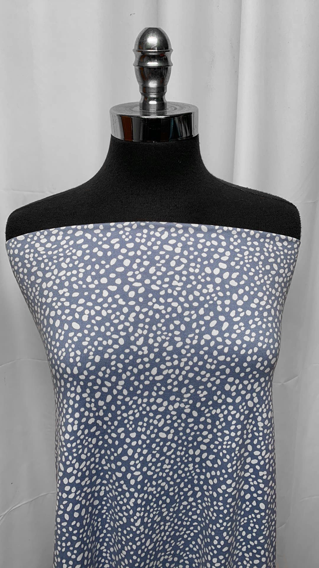 Blue Dots - Double Brushed Poly Spandex - 2 Yard Cut
