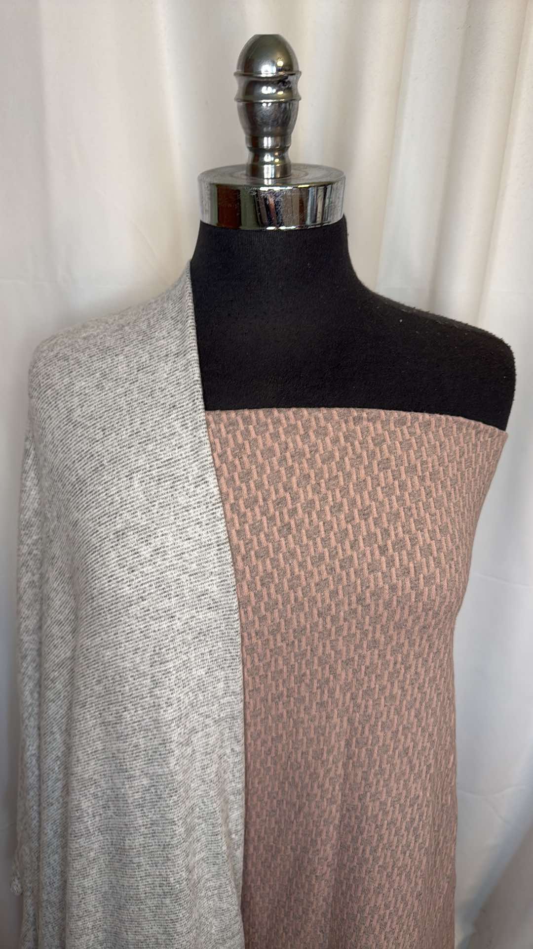 MAUVE/GREY BUNDLE : 2YD Mauve Cotton-Blend DK & 2YD Grey Brushed Hacci SK : A26787