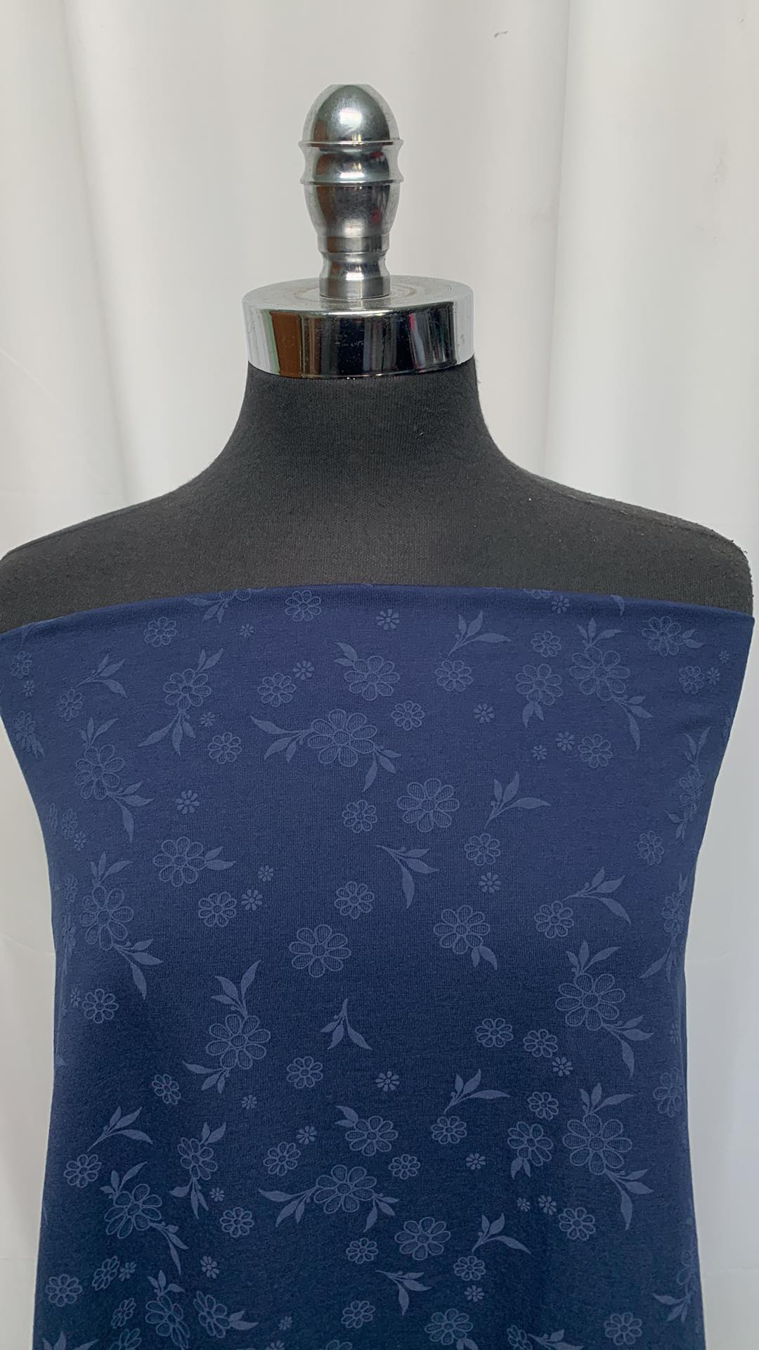 Navy Floral Burnout - Poly/Spandex - 2 Yard Cut