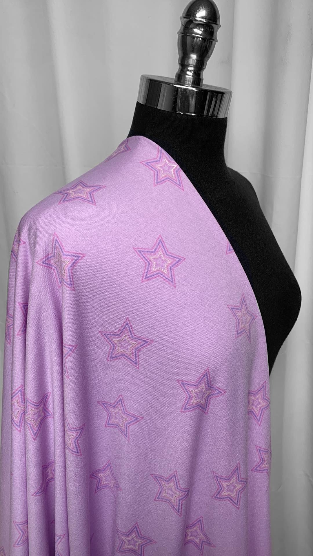 Lilac Stars - Poly/Rayon/Spandex French Terry - 2 Yard Cut
