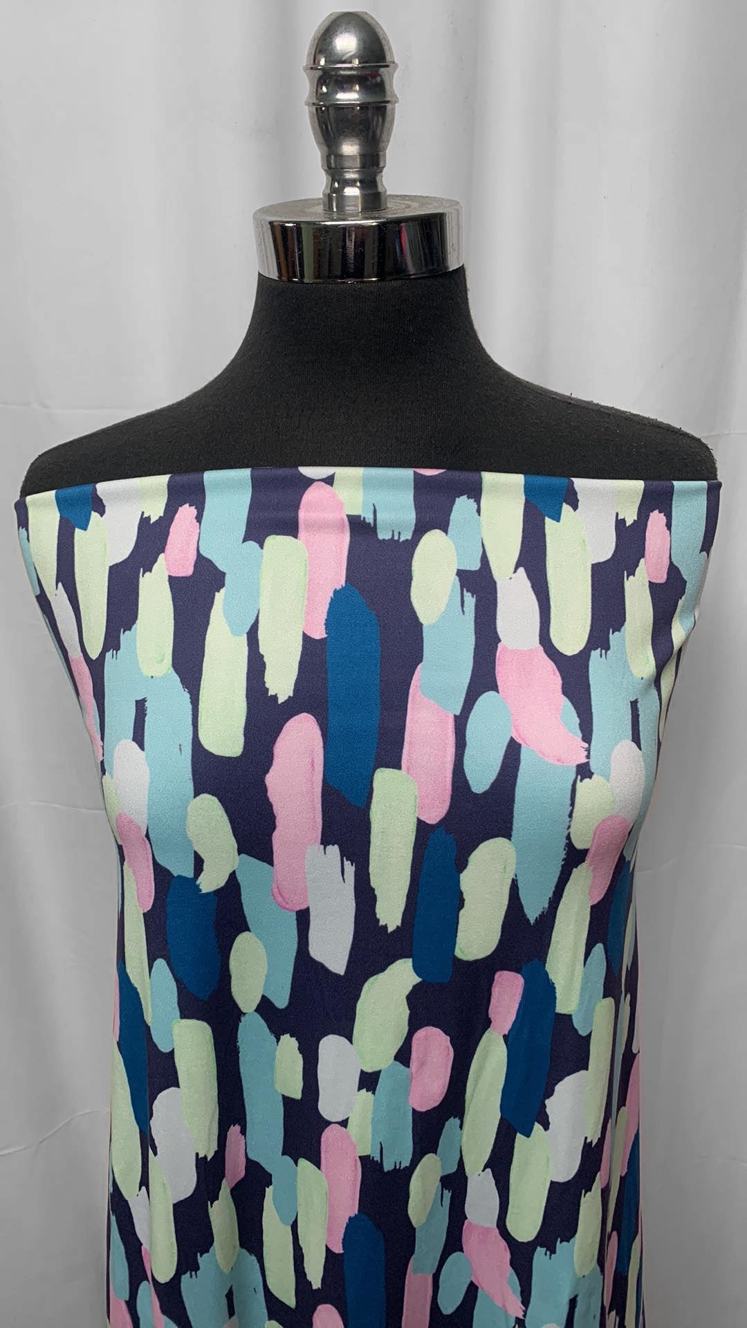 Navy Dashes - Double Brushed Poly Spandex - 2 Yard