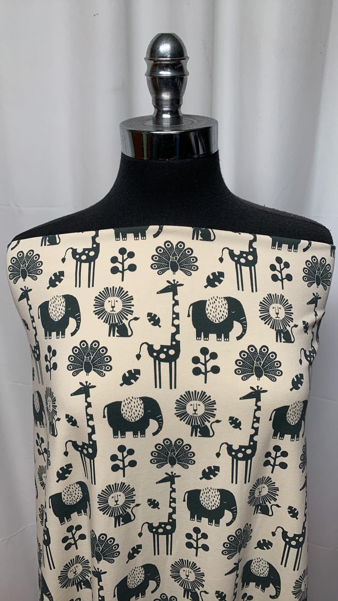 Ivory Zoo Animals - Cotton/Spandex - 2 Yard Cut