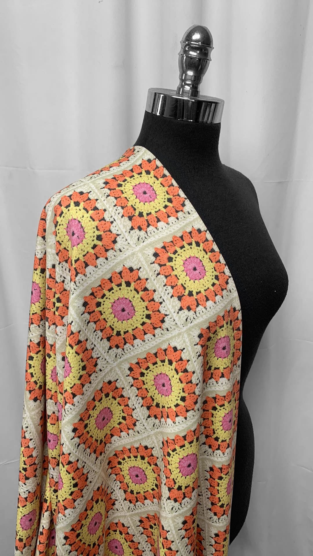 Granny Square Print - Poly/Rayon/Spandex French Terry - 2 Yard Cut