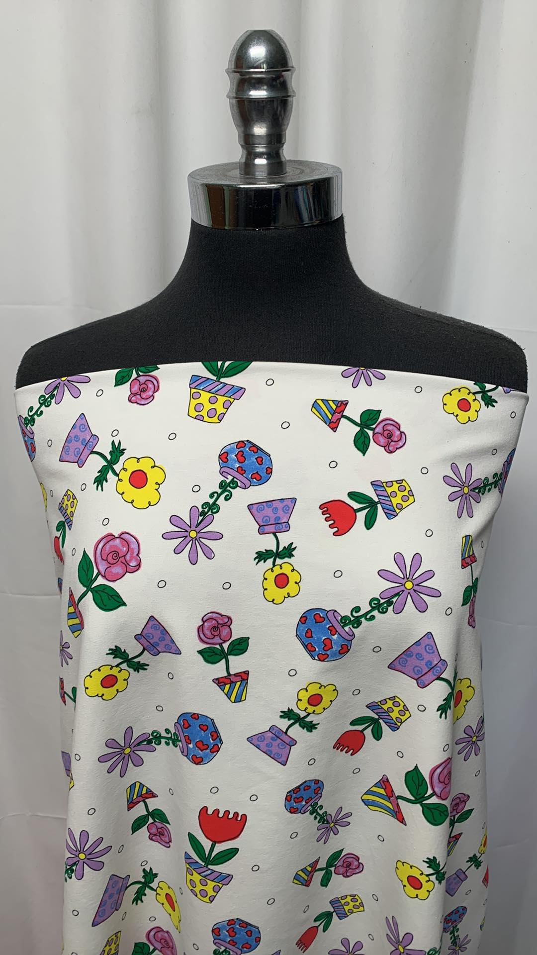 Flower Pots - Cotton/Spandex - 2 Yard Cut