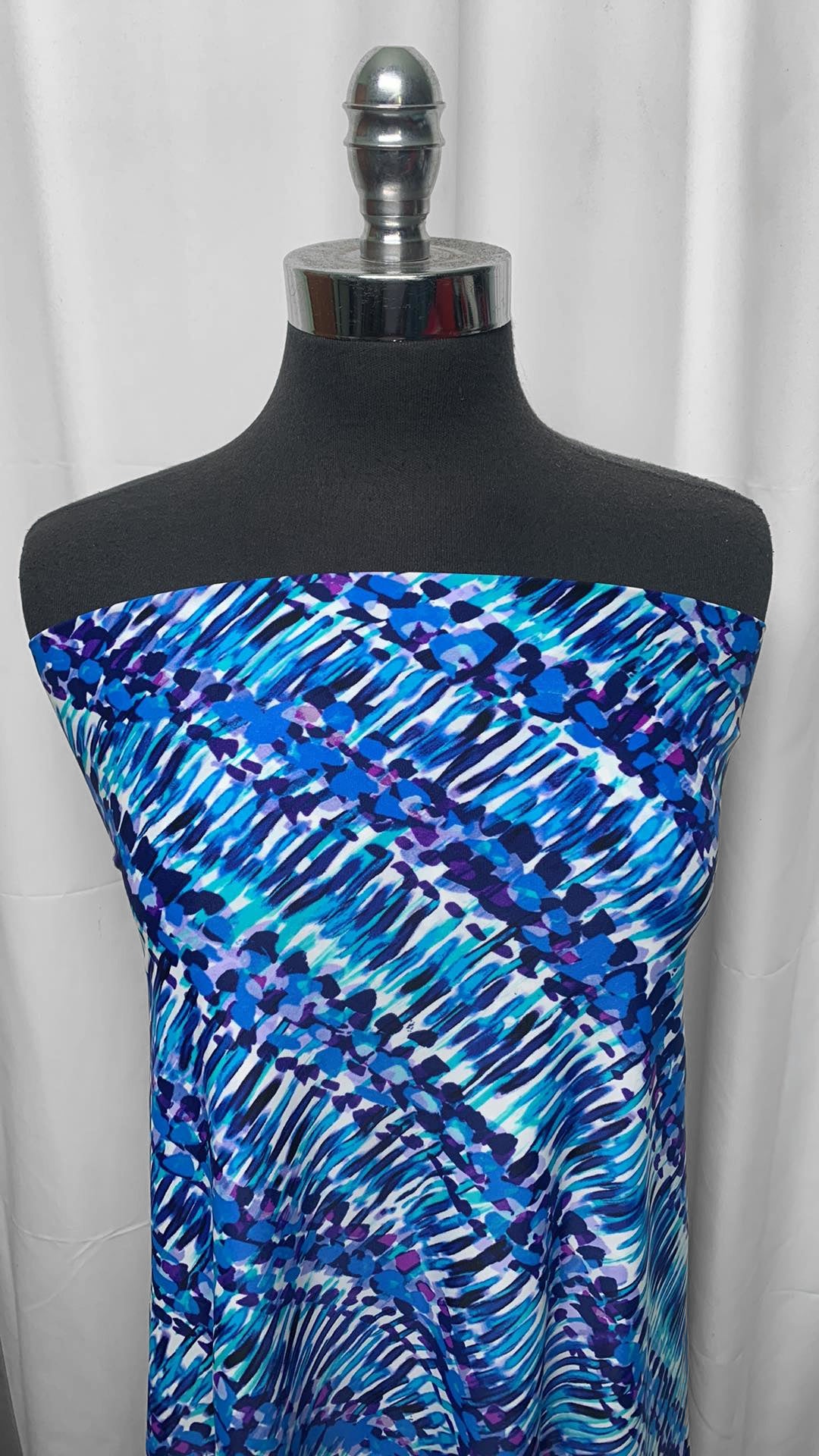 Blue Diagonal Abstract - Nylon/Spandex - 2 Yard Cut