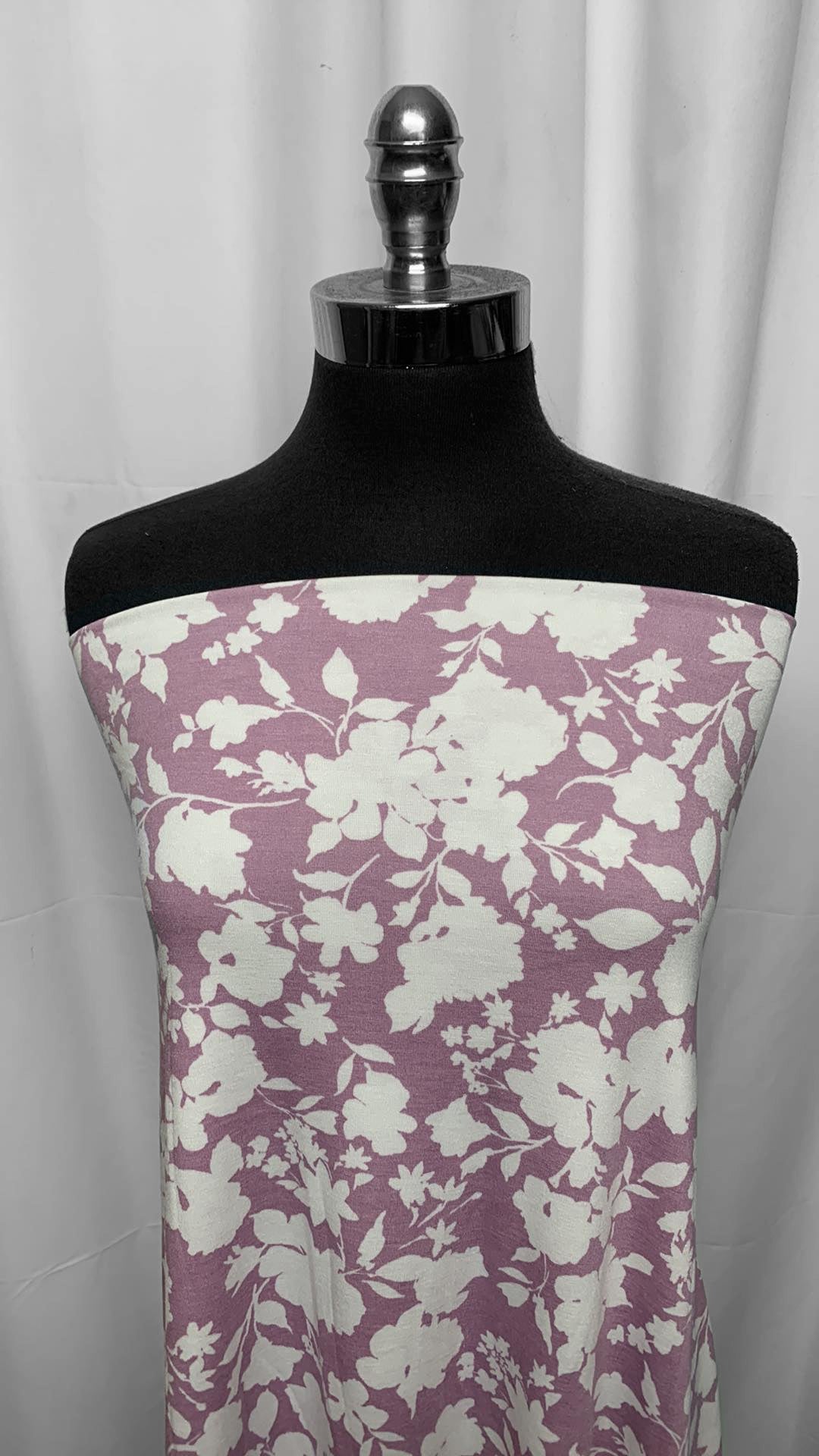 Lavender/Ivory Floral Silhouette - PRS Jersey - 2 Yard Cut