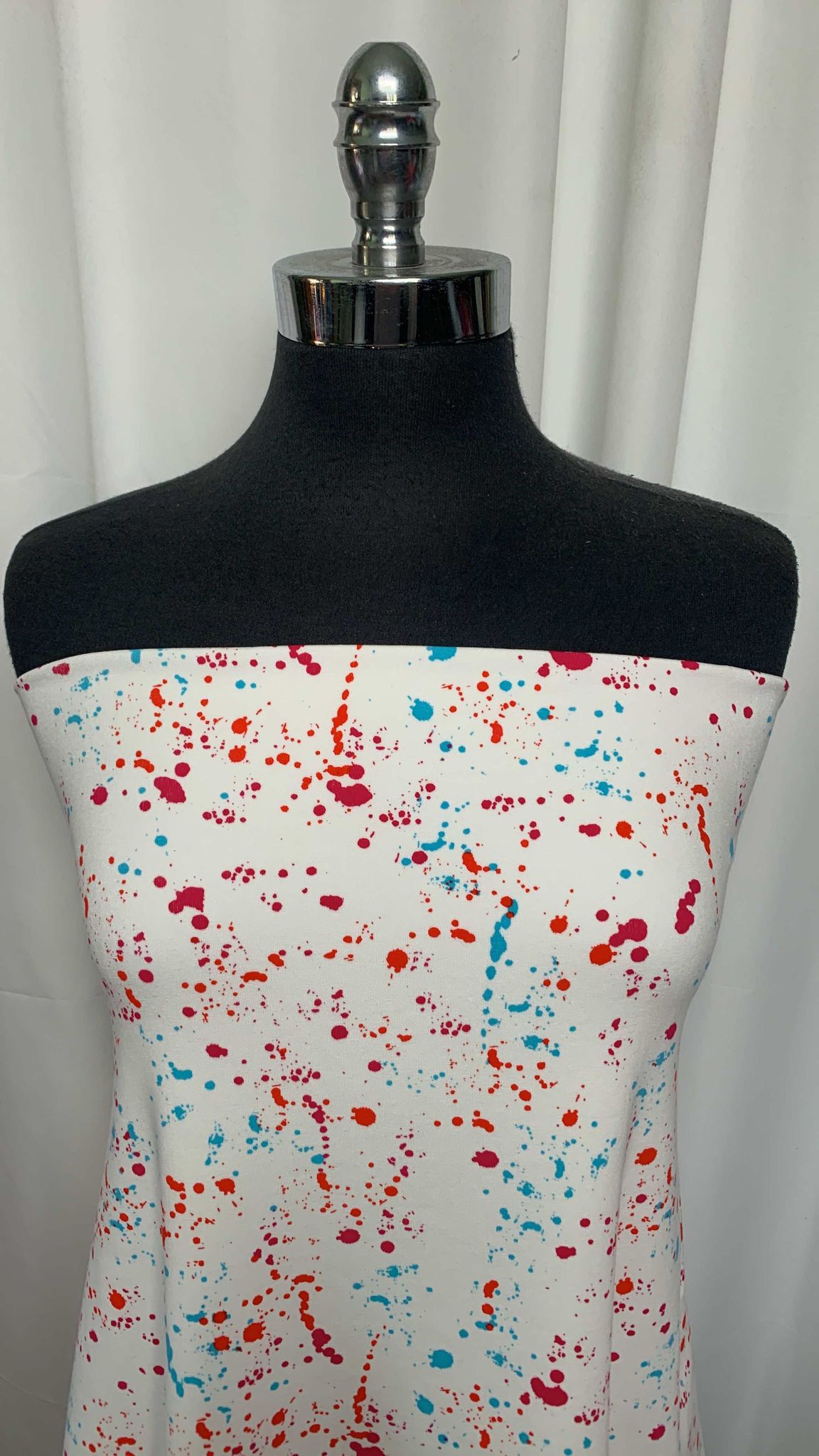 Red, White, Blue Splatter - Heavy Modal Spandex 1x1 Rib Knit - 2 Yard Cut