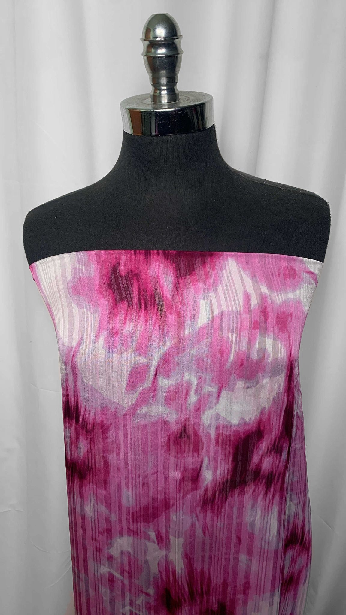 Pink Abstract Stripe - Satin Chiffon - 2 Yard Cut