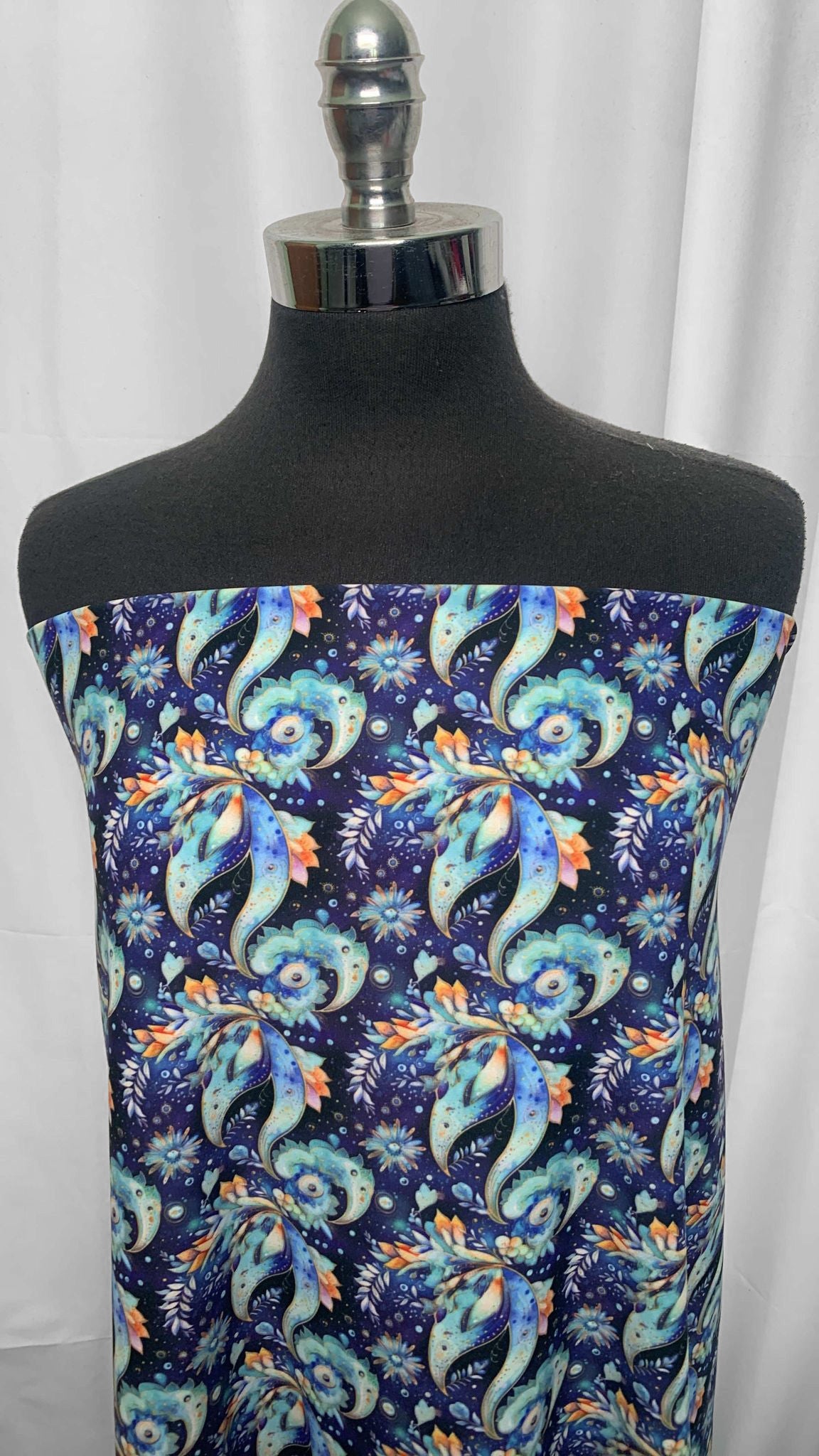 Sapphire Flourish - Glide Nylon/Spandex (300gsm) - 1 Yard Cut