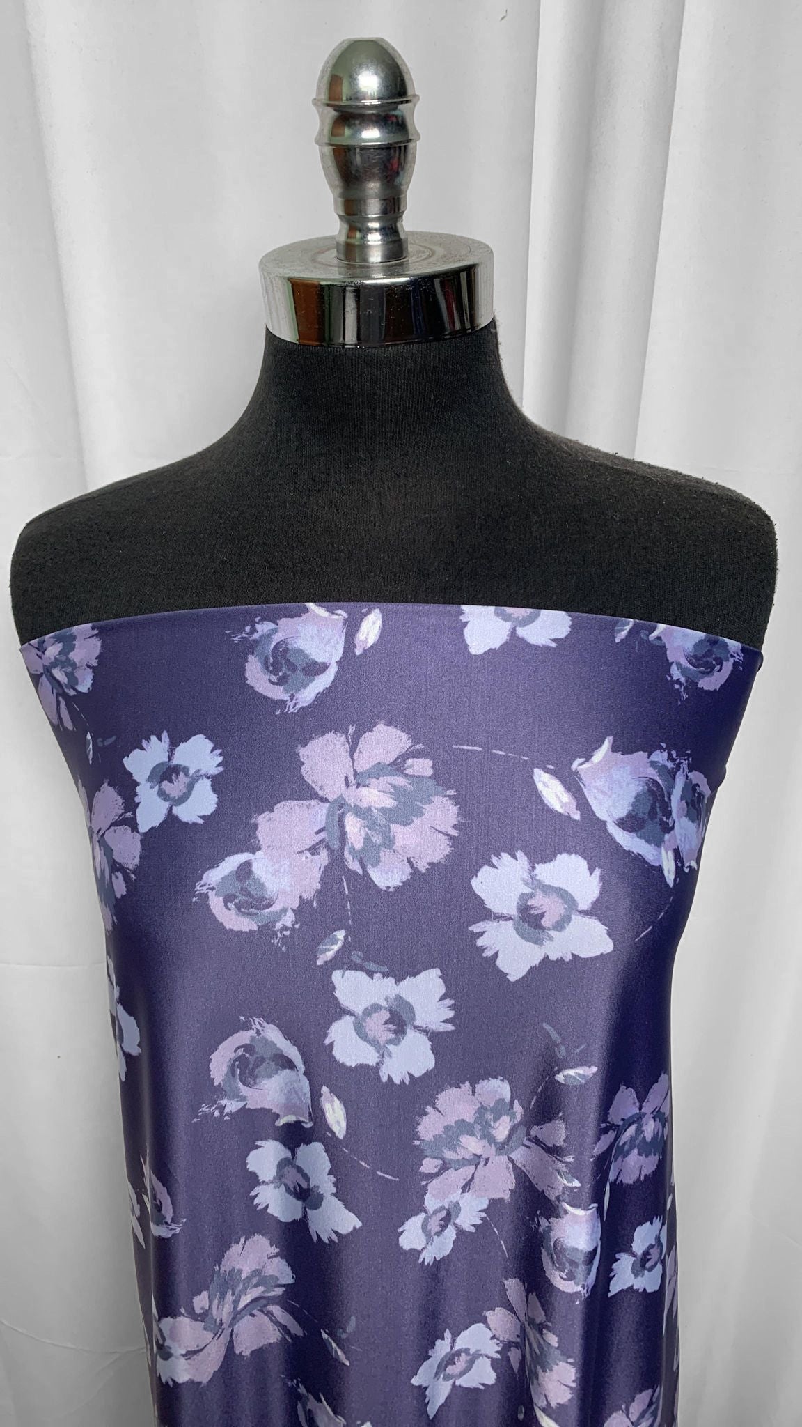 Purple Floral - Nylon/Spandex - 2 Yard Cut