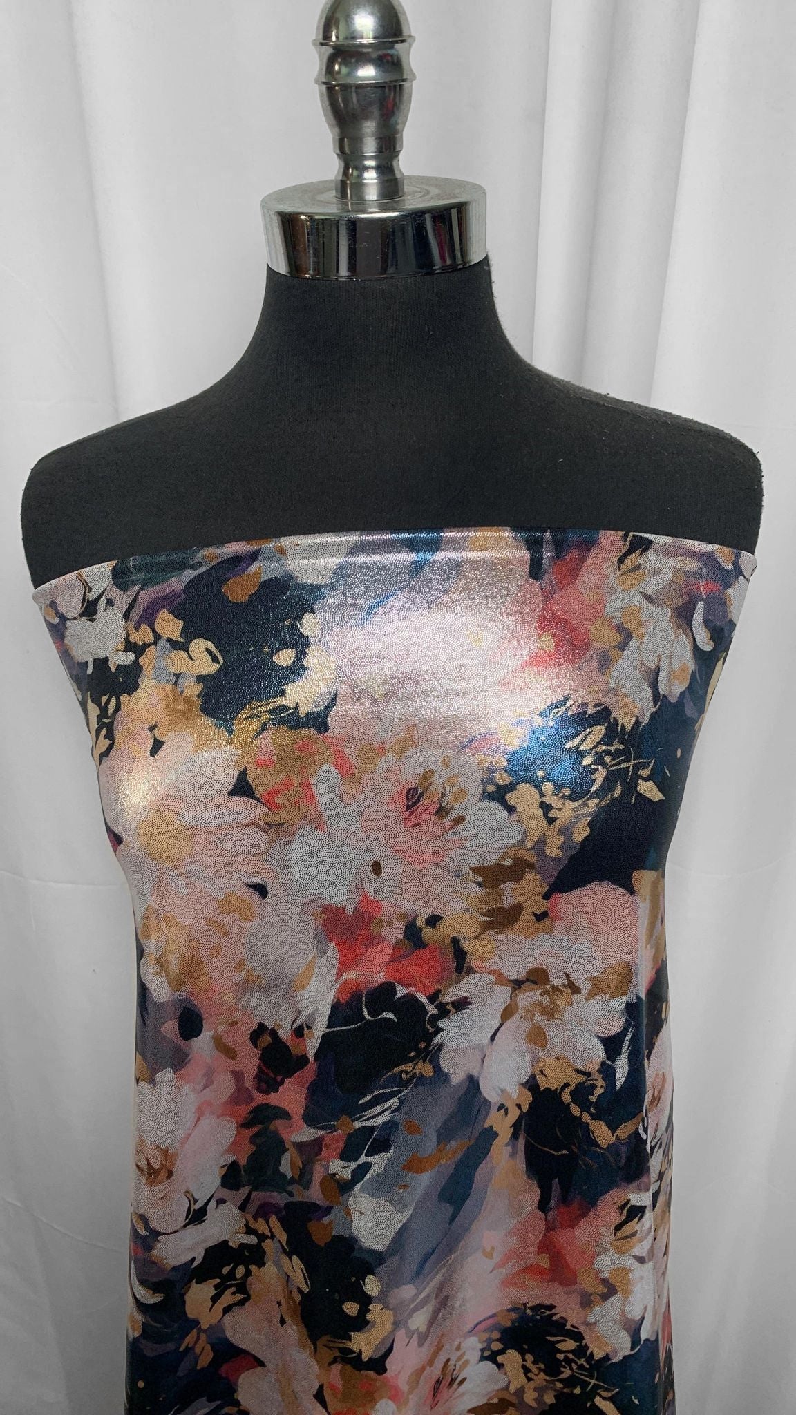 Black/Blush Floral - Foil Performance - 2 Yard Cut
