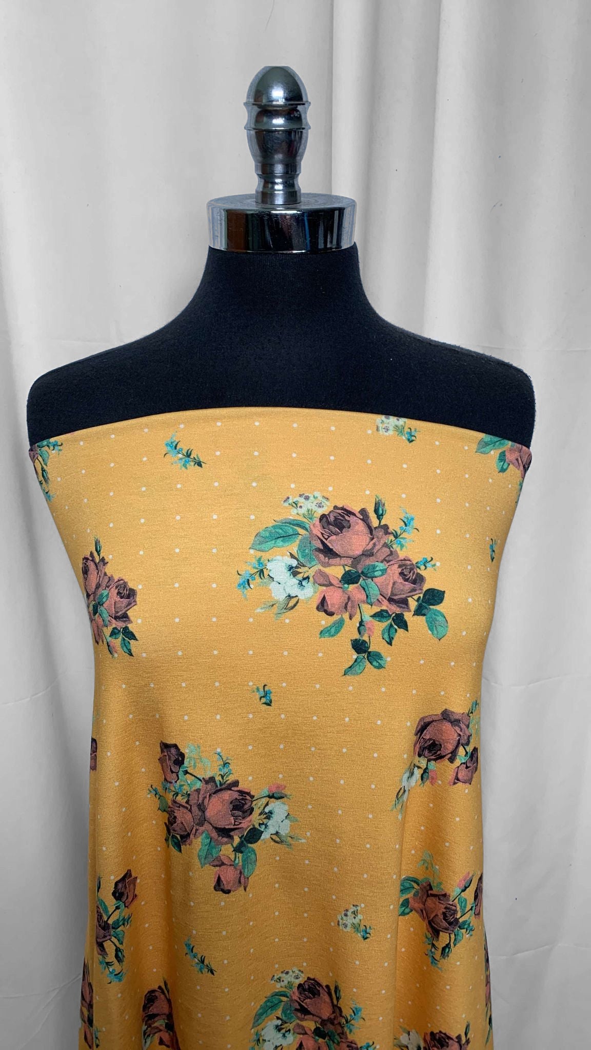 Mustard Dot Floral - Supima Modal - 3 Yard Cut