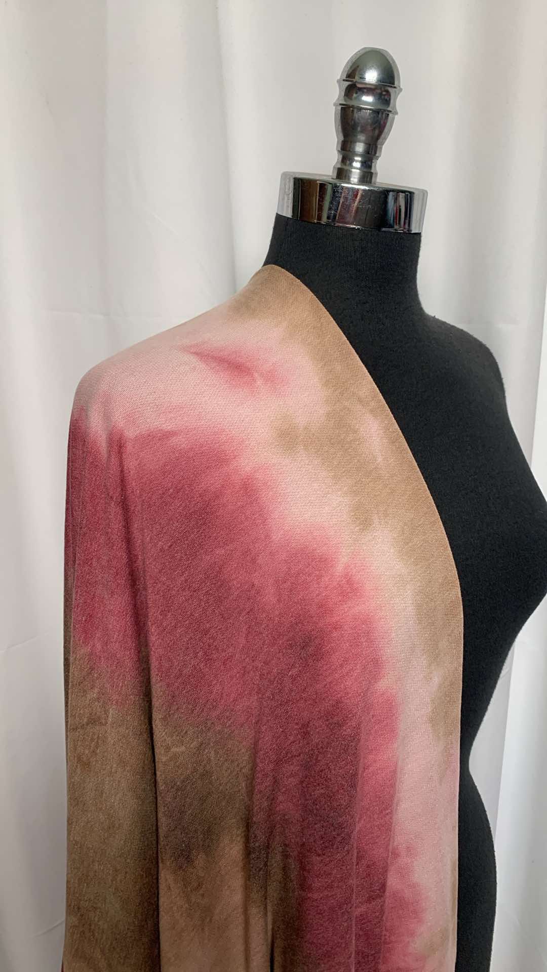 Burgundy/Taupe Tie Dye - PRS French Terry - 2 Yard Cut