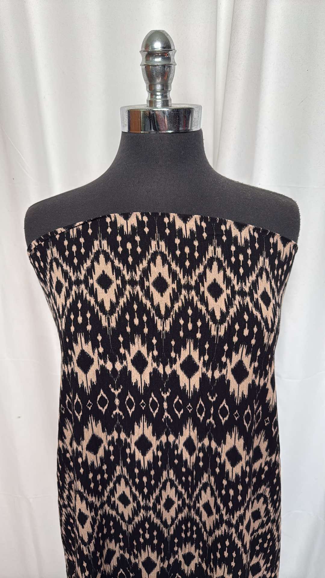 Black/Taupe Geo - Crinkle Rayon Woven - 2 Yard Cut