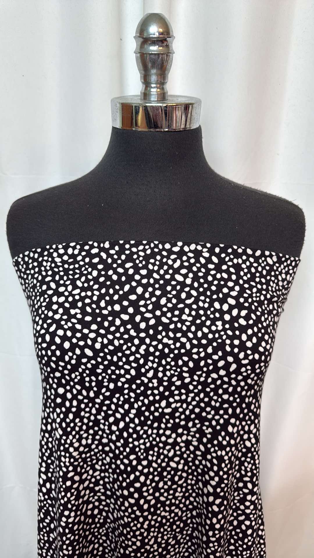 Black/Ivory Mini Dots - Double Brushed Poly Spandex- 3 Yard Cut