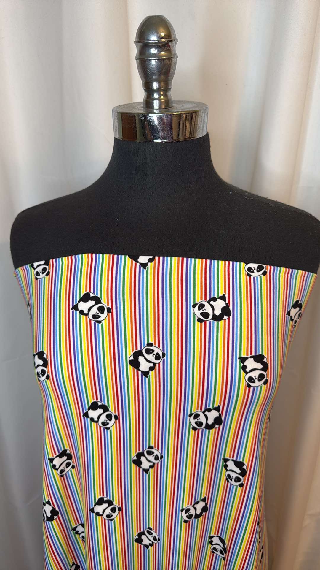Rainbow Stripe/Panda - Double Brushed Poly Spandex - 2 Yard Cut