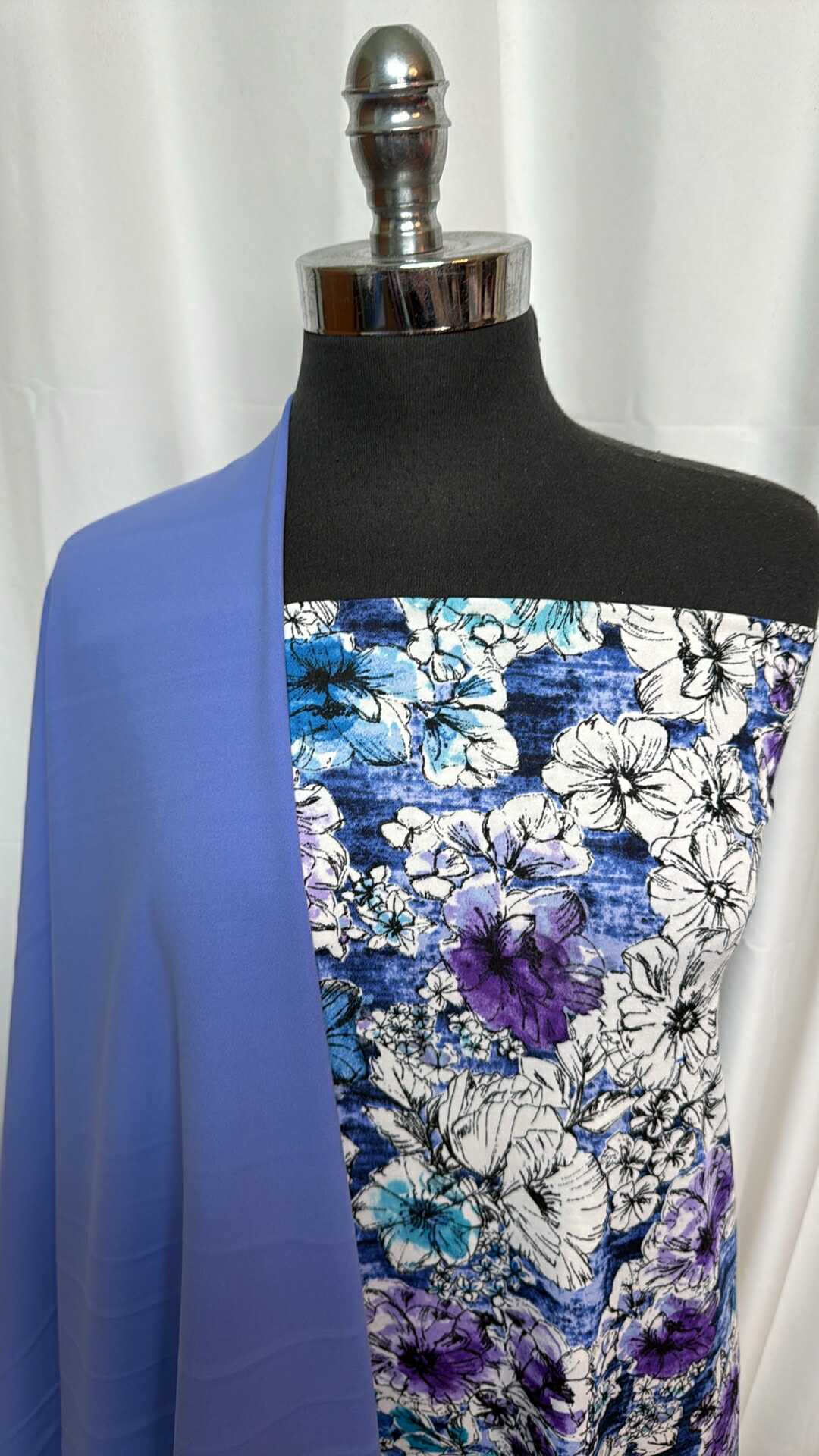 PERIWINKLE/FLORAL BUNDLE : 2YD Floral PRS Jersey & 2YD Periwinkle Yoga PF : A27792