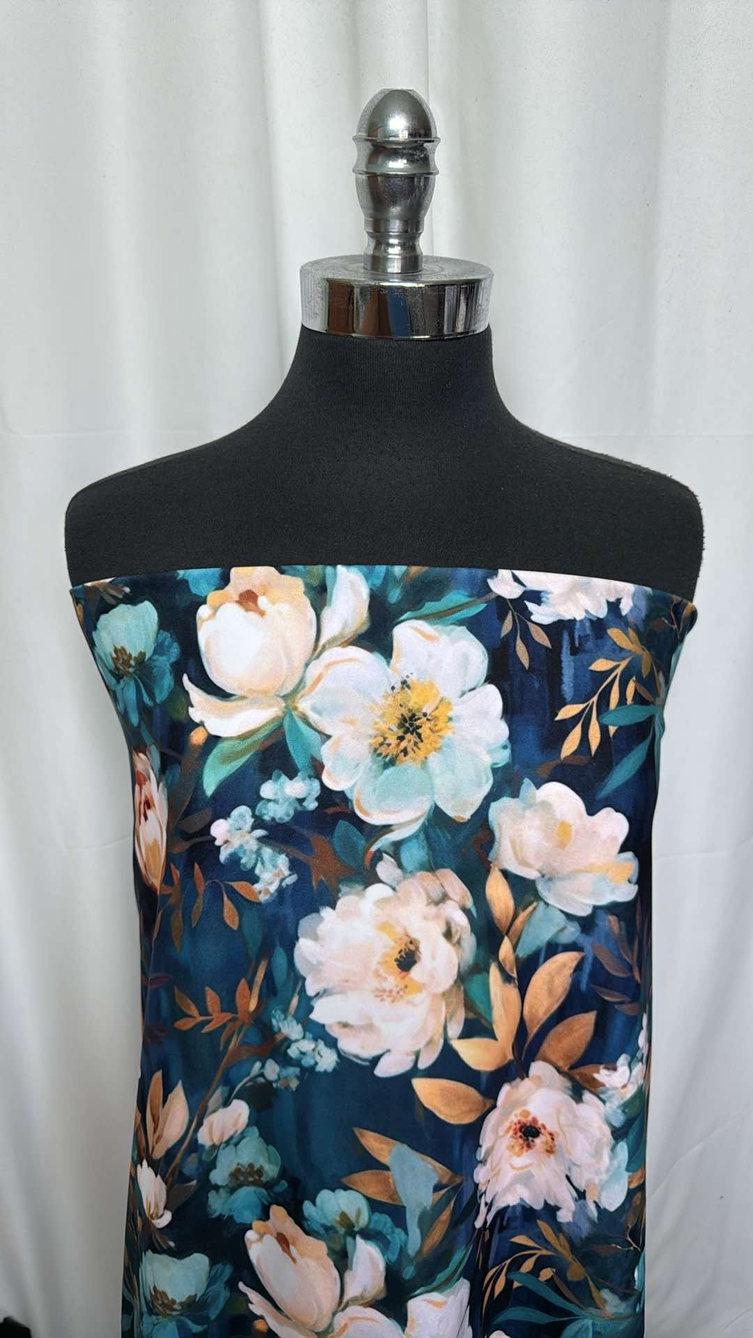 Moonlit Petals - 90/10 Poly/Spandex Brushed-Face Performance - 3 Yard Cut