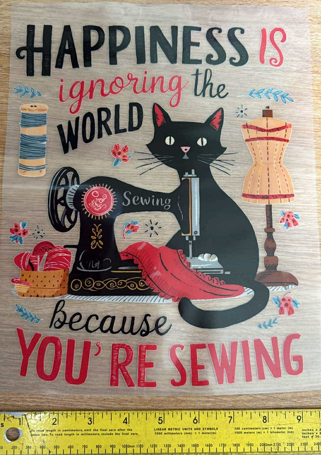 Ignoring the World (Black Cat) - Iron On Decal - Sold Individually