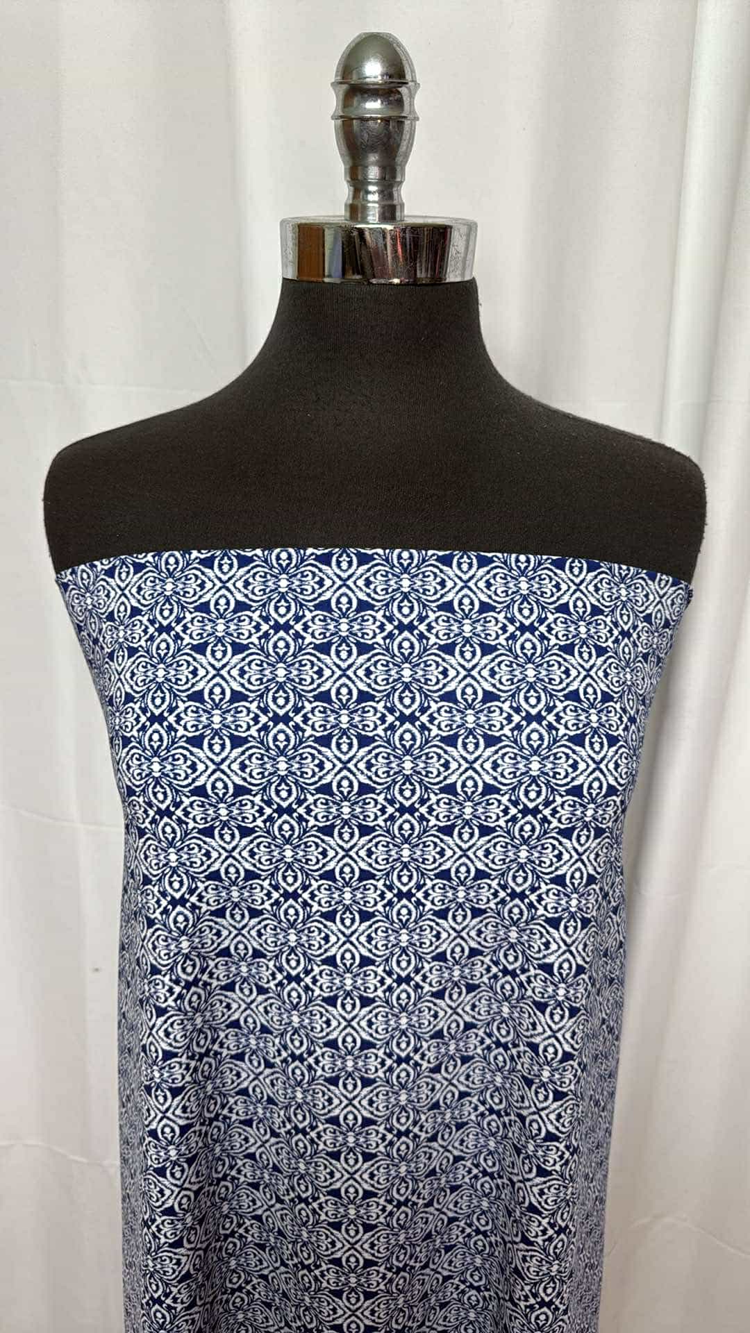 Navy Geometric - Supplex - 2 Yard Cut