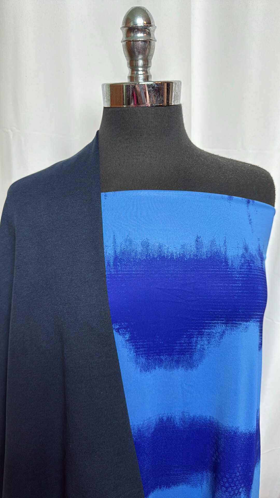 NAVY/BLUE TIE DYE BUNDLE : 2.5YD Blue Tie Dye Yoga PF & 1YD Navy Peached PF : A29001