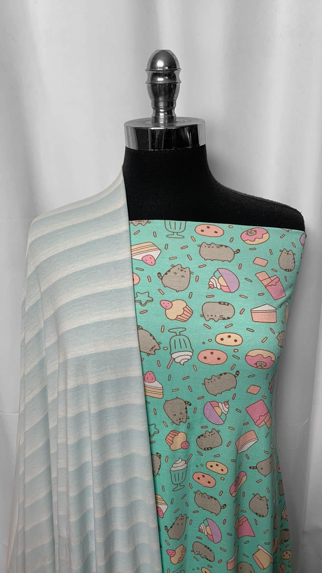 PUSHEEN CAT/STRIPES BUNDLE : 2YD Pusheen Cat R/S & 2YD Ombre Stripe R/S : A2016