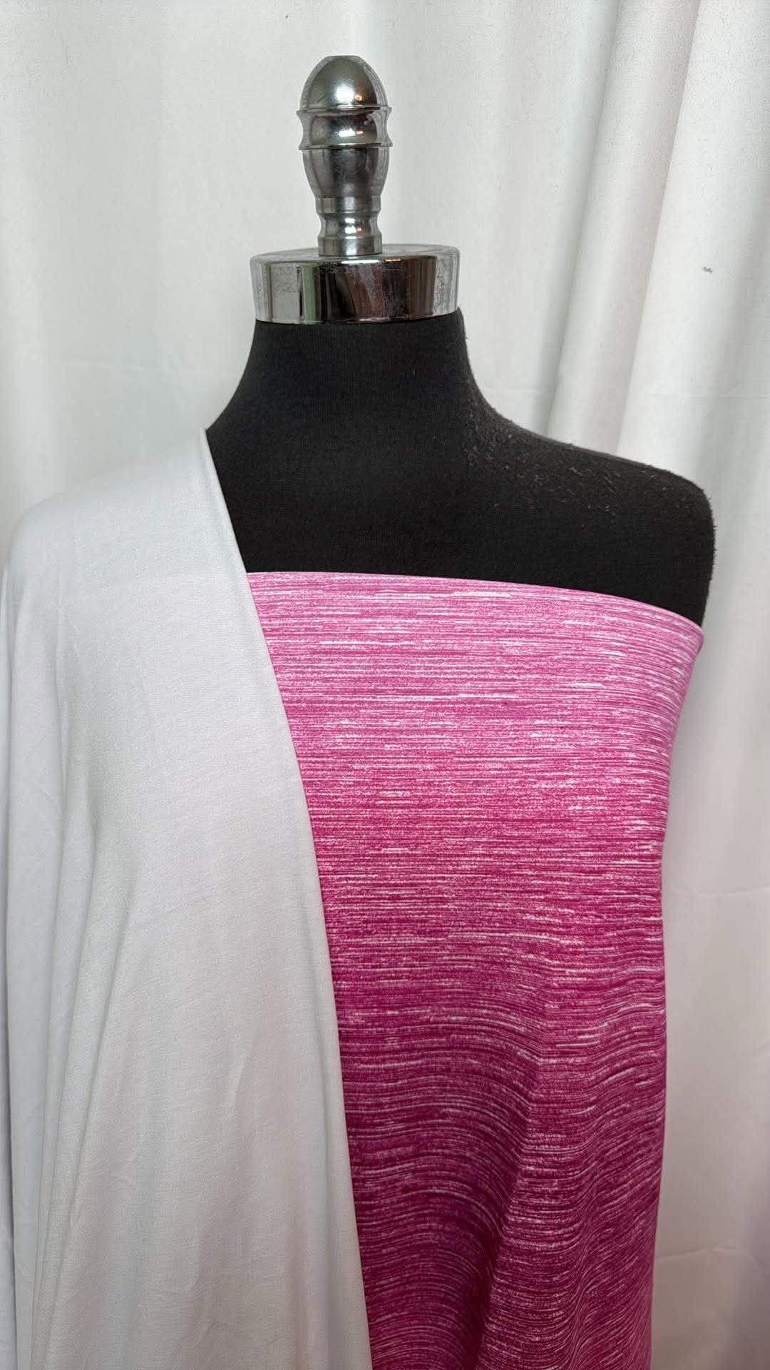 WHITE/PINK OMBRE BUNDLE : 1YD Pink Ombre Single-Brushed PF & 2YD White PRS FT : A31110