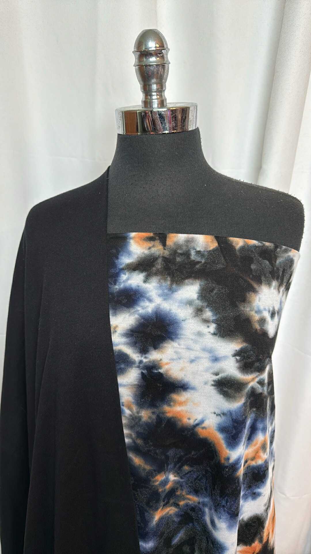 BLACK RIB/TIE DYE BUNDLE : 1+YD Tie Dye PRS FT & 1YD Black Combed Cotton Rib : A28758