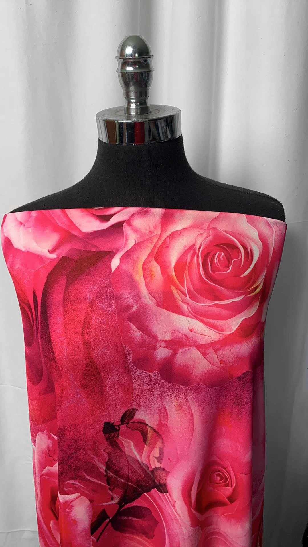 Big Pink Roses - Scuba - 2 Yard Cut