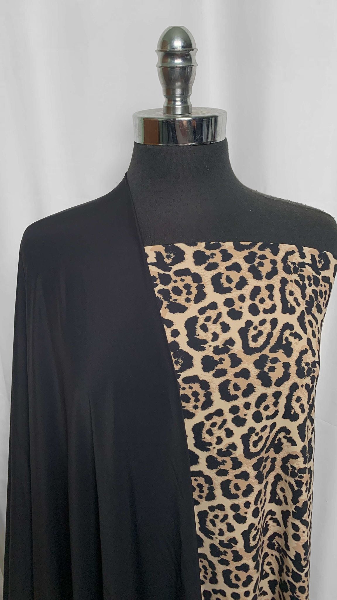 BLACK/LEOPARD BUNDLE : 2YD Leopard Recycled P/S PF & 1.5YD Black N/S : A25732