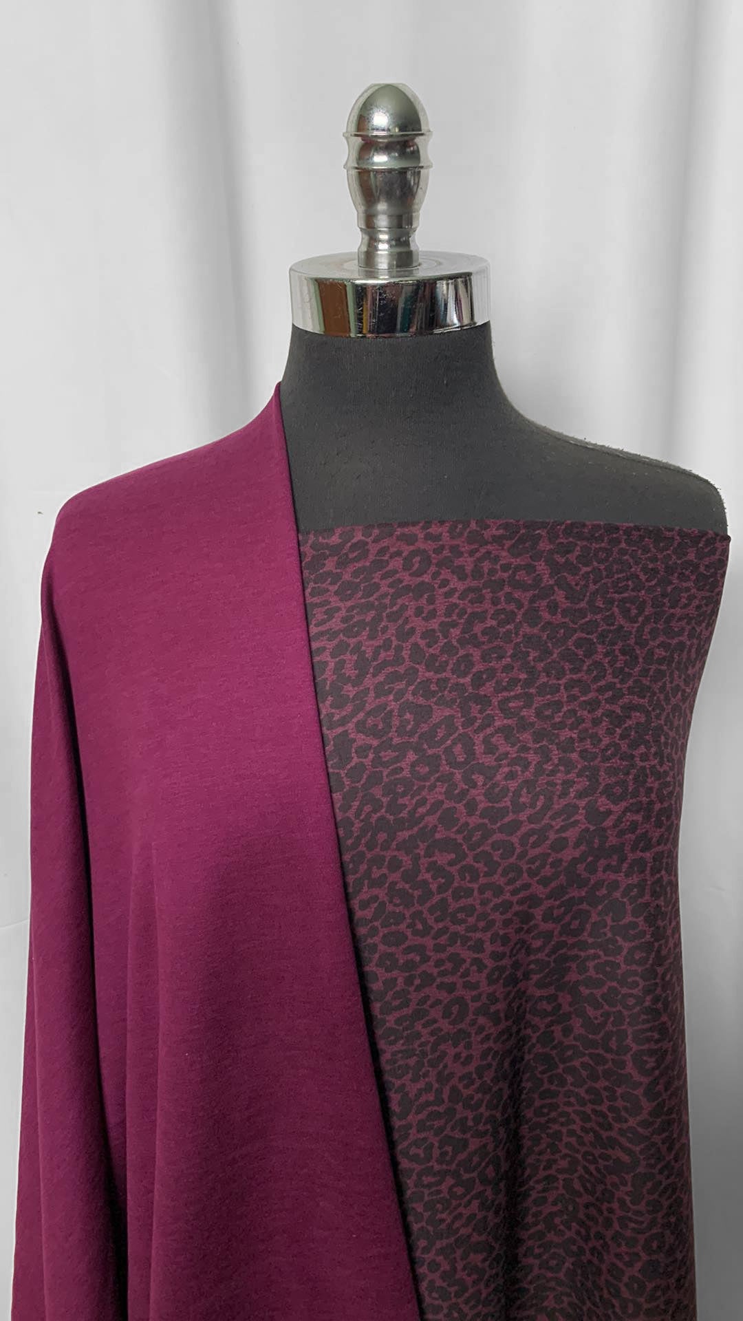 EGGPLANT/LEOPARD BUNDLE : 2YD Leopard Peached PF & 1YD Eggplant Peached PF : A2156