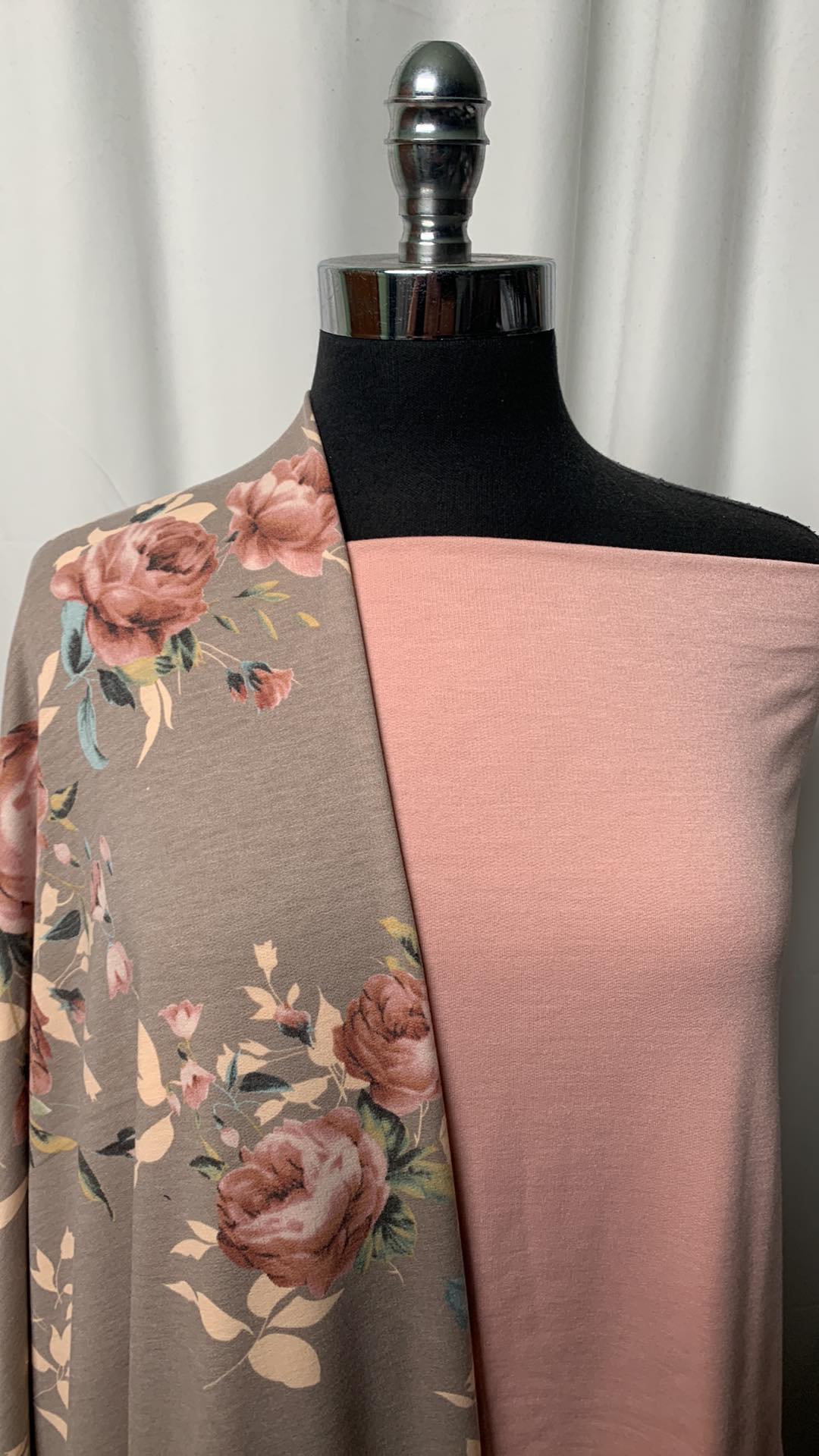 BLUSH/TAUPE FLORAL BUNDLE : 2YD Taupe Floral PRS FT & 2YD Solid Blush PRS FT : A1920