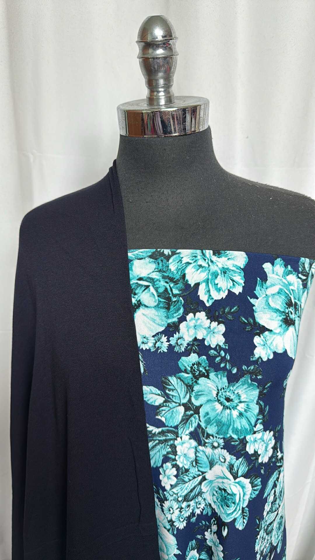 NAVY/TEAL FLORAL BUNDLE : 2YD Teal Floral ITY & 2YD Navy Brushed Modal FT : A28475