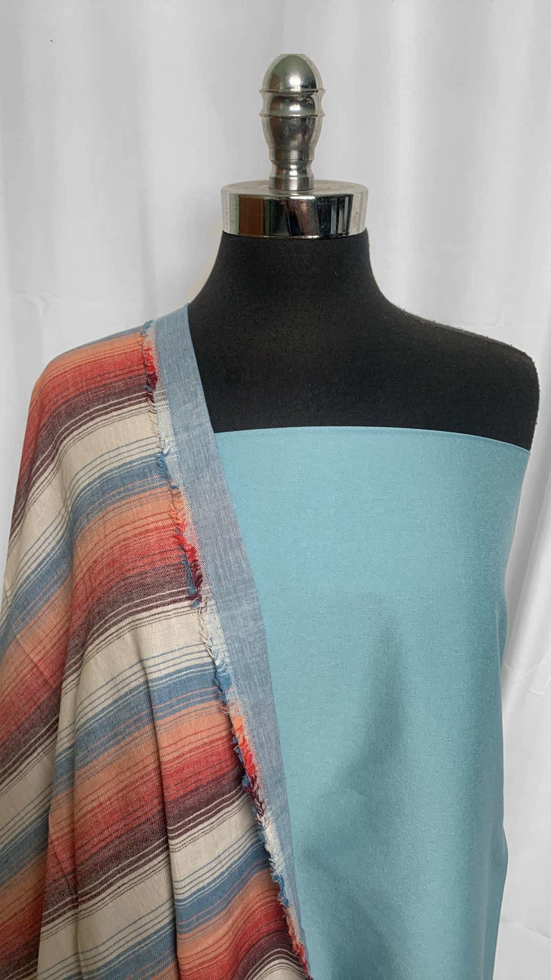 STRIPE WOVEN BUNDLE : 2YD Light Blue Millennium & 2YD Stripe 2-Faced Cotton Woven : A25907