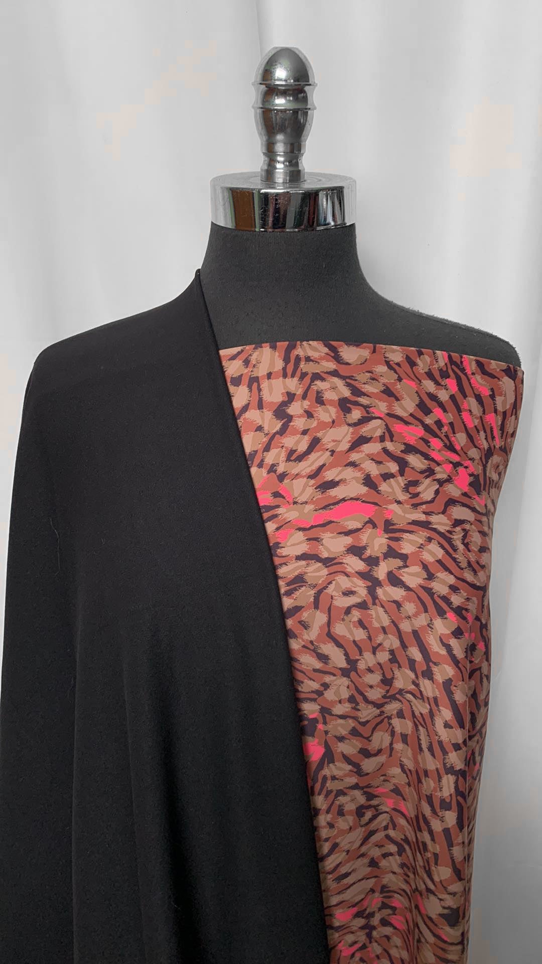 BLACK/ANIMAL PRINT BUNDLE : 2YD Black Heavy PF (Brushed on One Side) & 2YD Animal Print Yoga PF : A2193