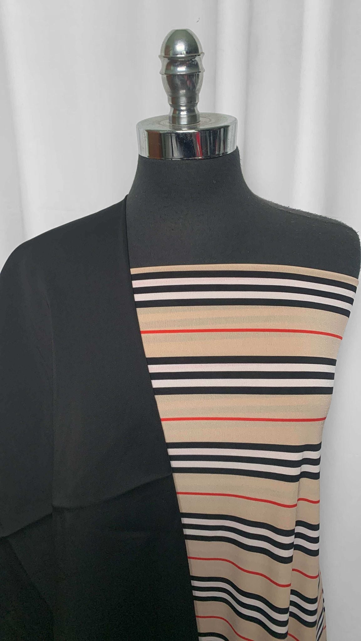 BLACK/TAUPE STRIPE BUNDLE : 2YD Stripe ITY & 2YD Black Stretch Twill : A25624