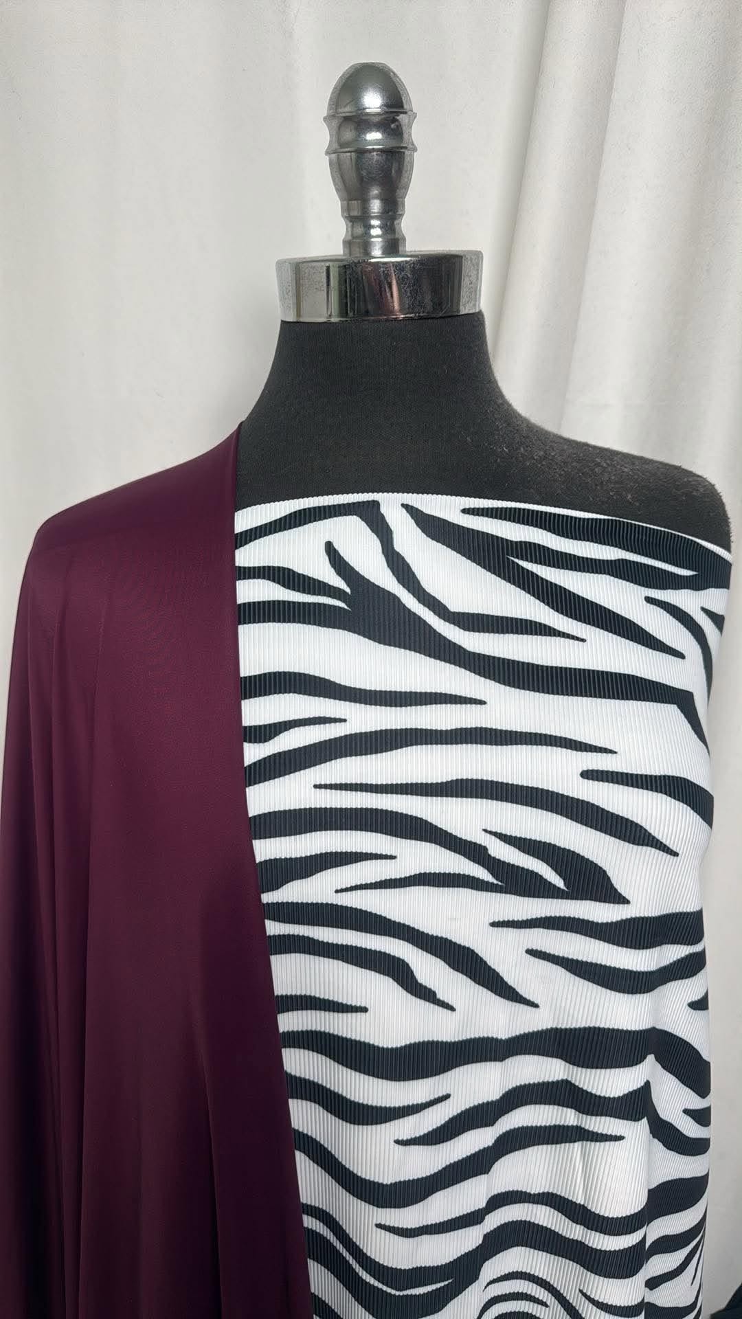 ZEBRA/WINE BUNDLE : 1.5YD Zebra Ribbed N/S Swim & 2YD Wine N/S Swim : A30816