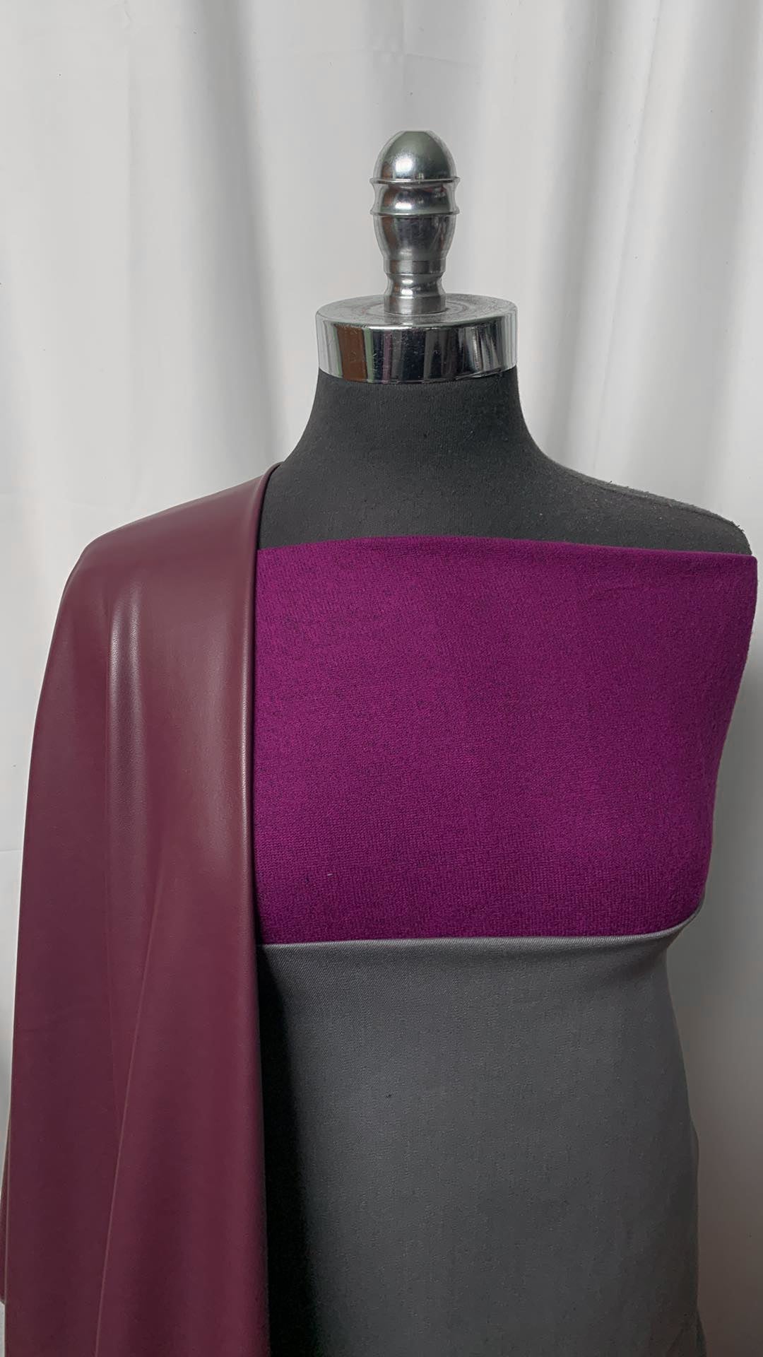 3YD Grey Stretch Twill & 3YD Eggplant Hacci SK & 3YD Purple Stretch Vinyl(Brushed Back) : VSG009