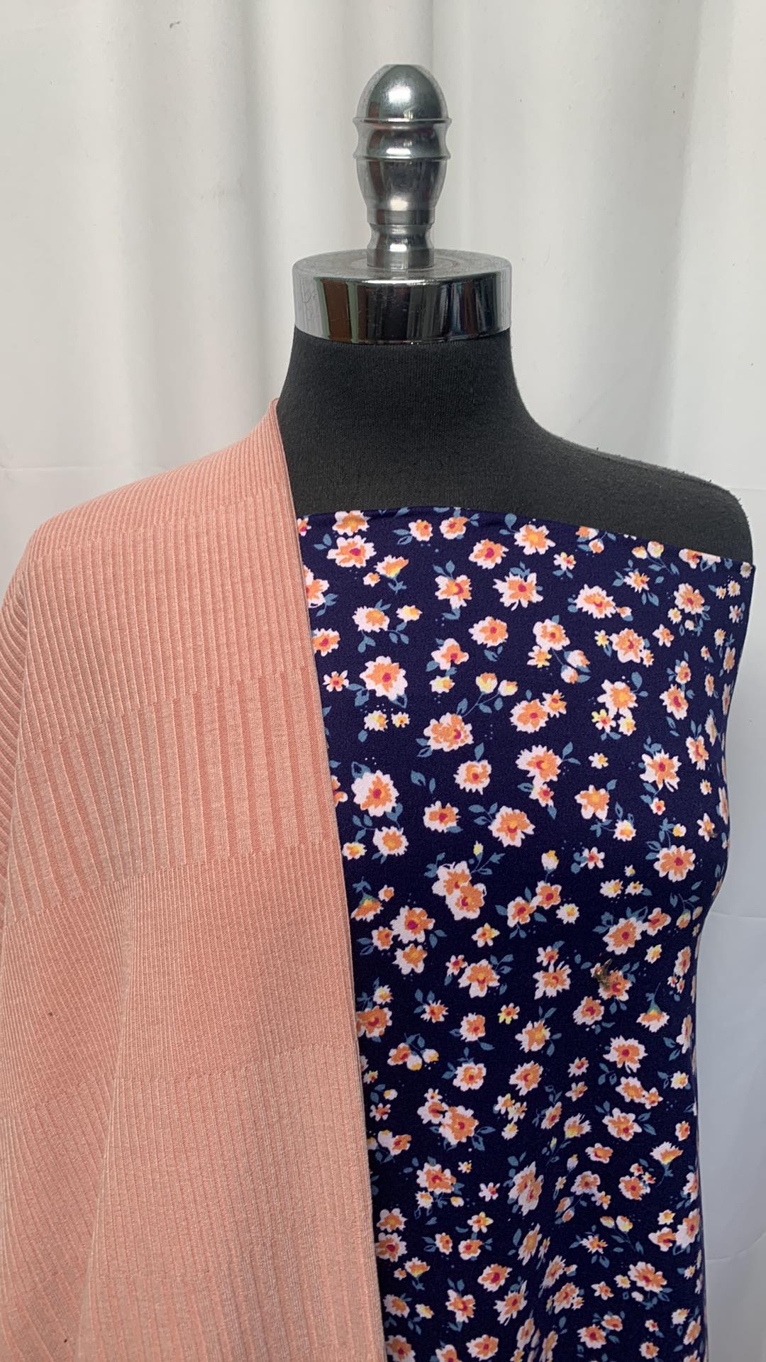BLUSH/DITSY FLORAL BUNDLE : 3YD Navy Ditsy Floral DBP & 2YD Blush Variegated Rib SK : A25269