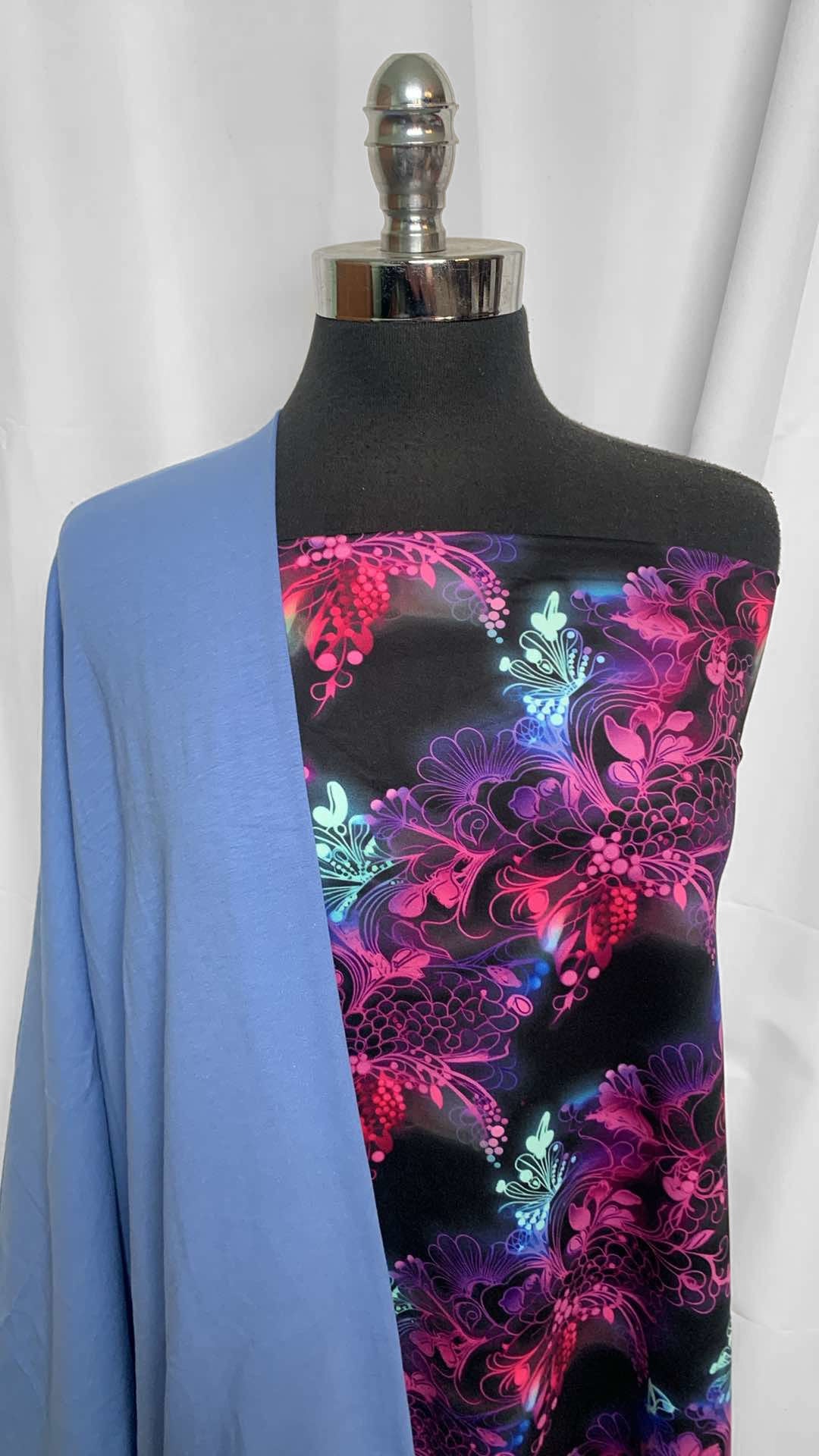 BLUE/NEON LACE BUNDLE : 2YD Neon Lace Peached PF & 2YD Blue C/S : A25973