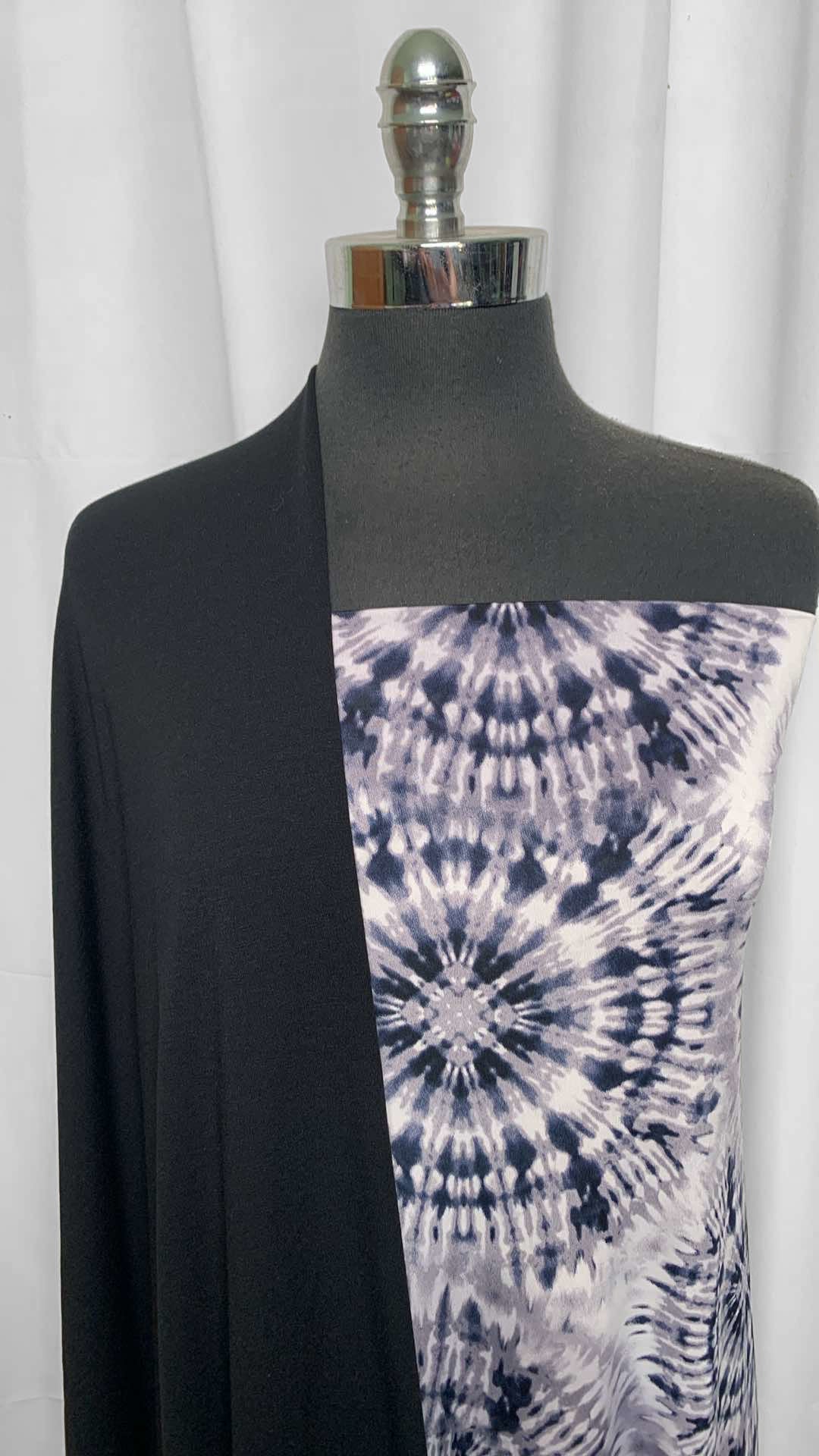 BLACK/TIE DYE BUNDLE : 2YD Tie Dye ITY & 1YD Black PRS FT : A25840