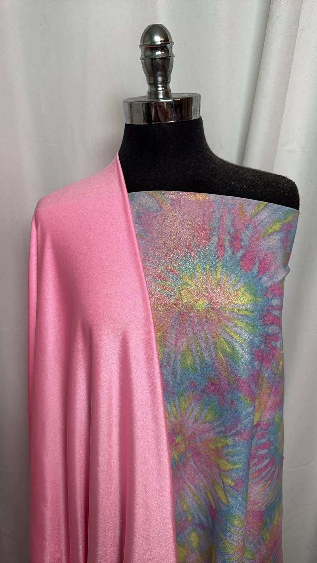 TIE DYE/PINK SHIMMER BUNDLE : 2YD Pink Shimmer Yoga PF & 2YD Tie Dye ITY w/Foil : A30528