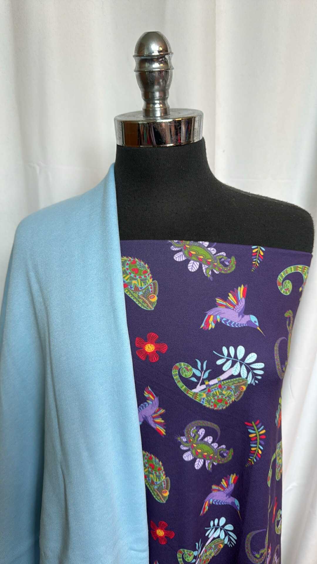 LIGHT BLUE/GECKO BUNDLE : 1.5YD Gecko DBP & 1.5YD Light Blue Sweatshirt Fleece (72" Wide) : A28554