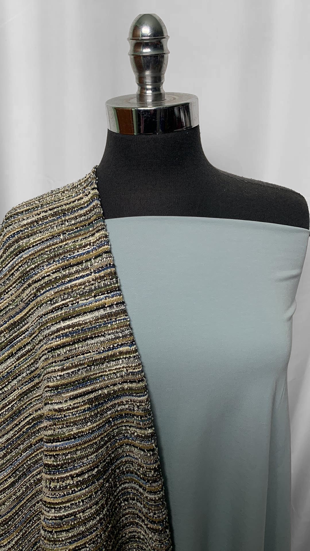 LUREX STRIPE BUNDLE : 2YD Variegated Stripe Cotton-Blend DK w/Lurex & 2YD Slate MVC : A2524