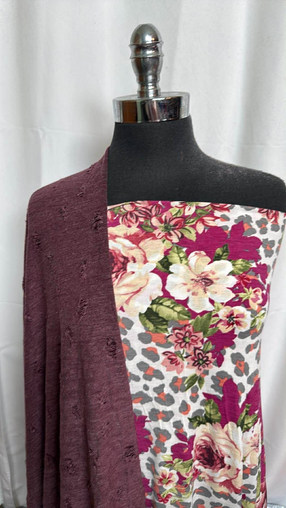 DISTRESSED/LEOPARD FLORAL BUNDLE : 2YD Leopard/Floral Bulgari & 1YD Distressed : A29981