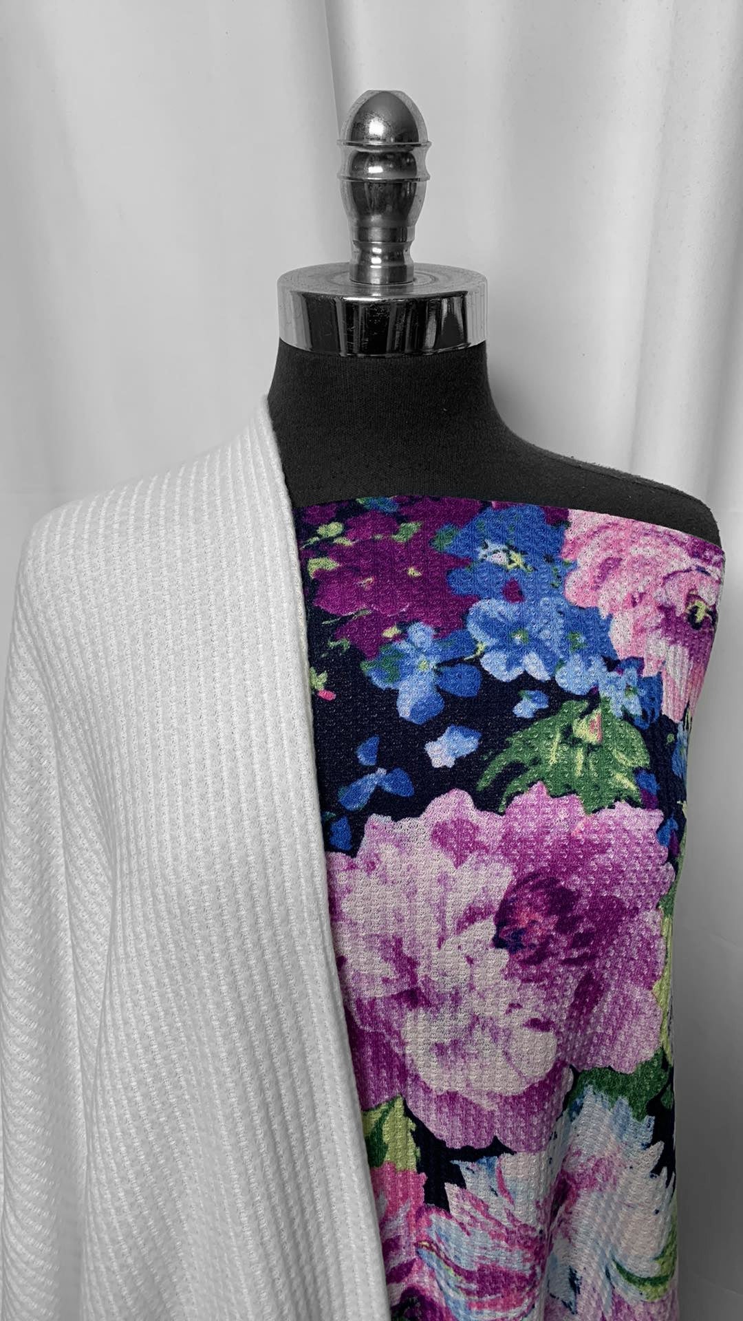 IVORY WAFFLE/FLORAL BUNDLE : 2YD Floral Waffle & 1.5YD Ivory Brushed Waffle : A2205