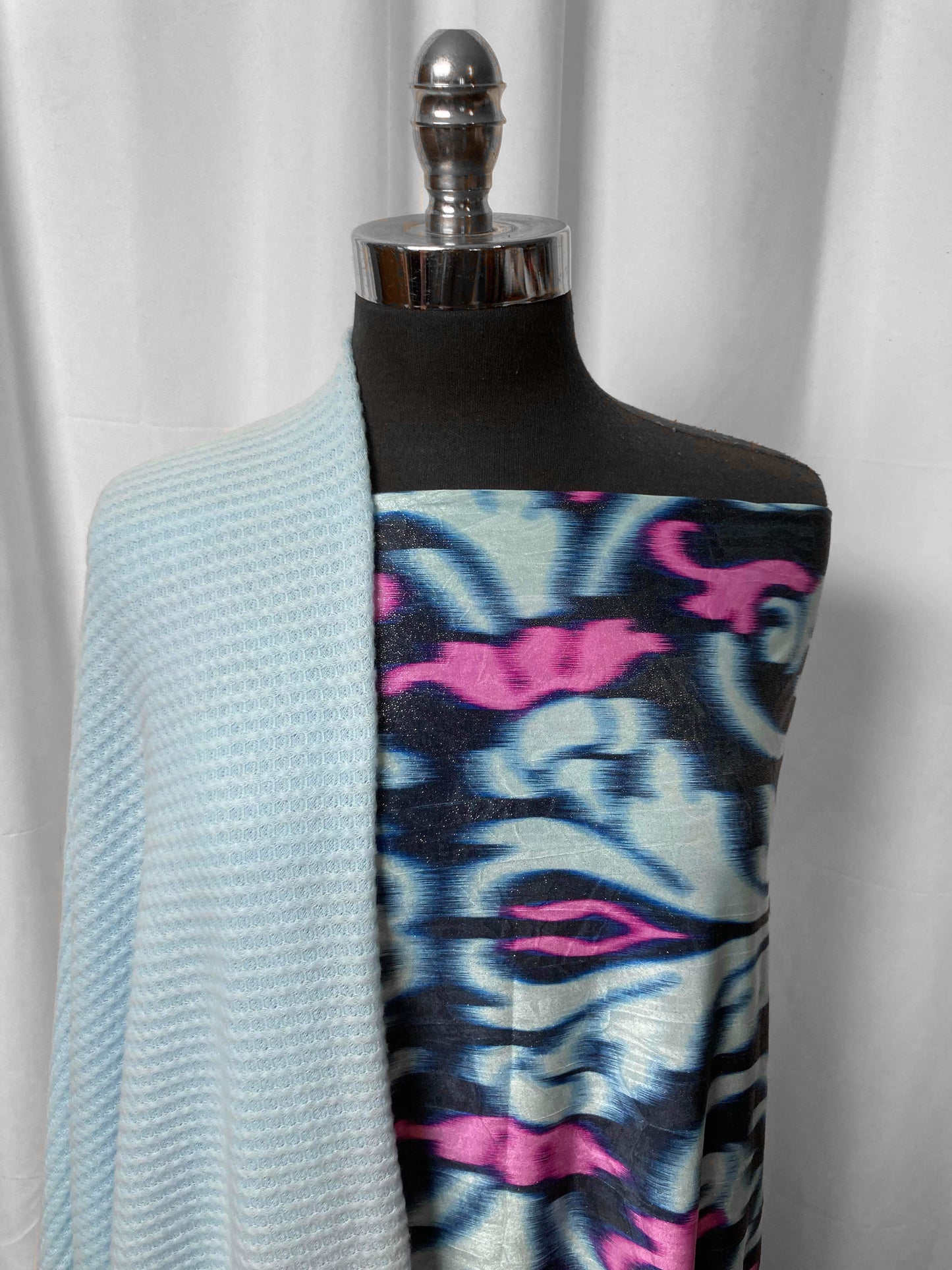 BLUE/PINK FLOURISH BUNDLE : 2YD Blue/Pink Flourish ITY & 2YD Light Blue Waffle : A24956