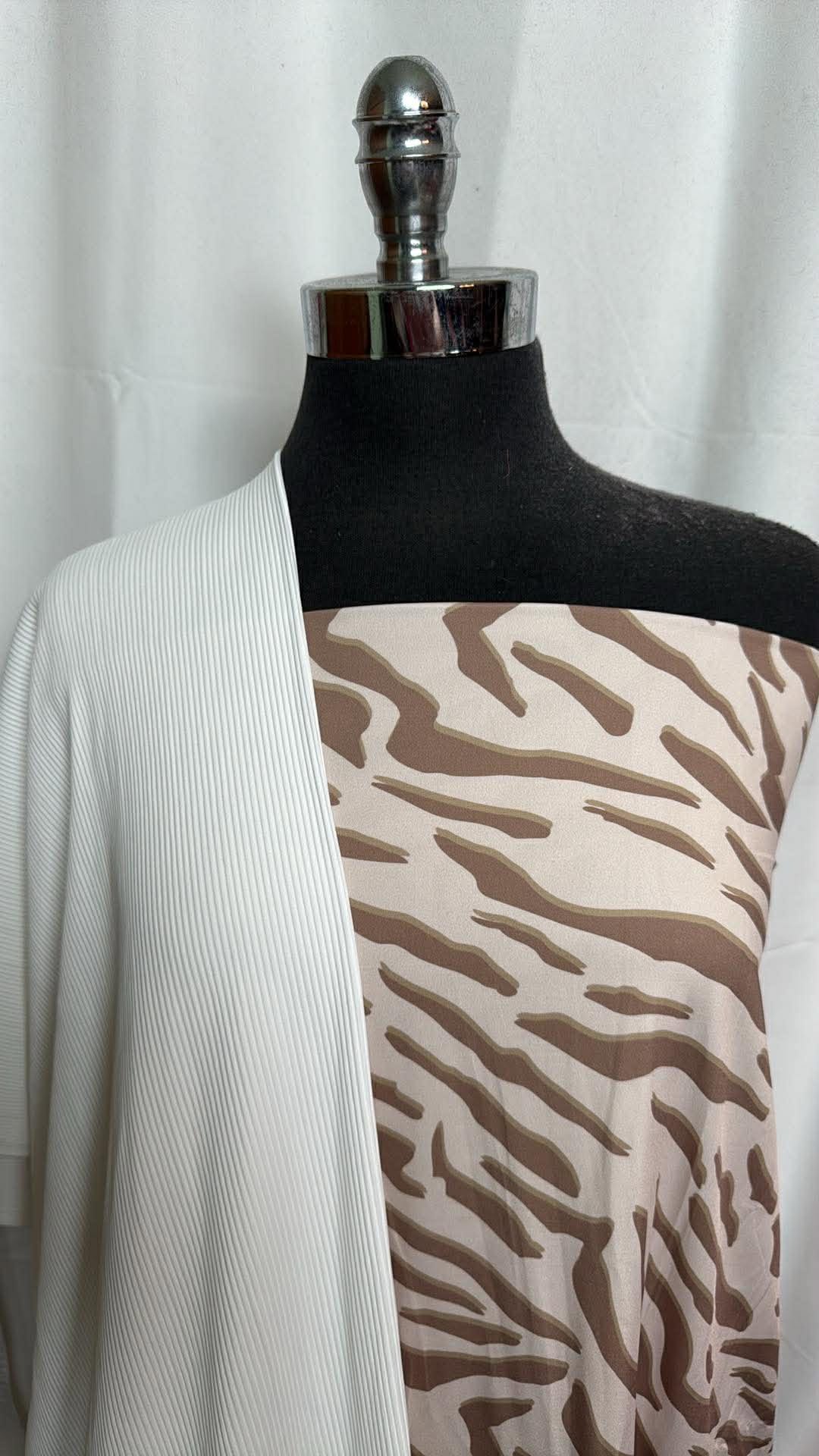 WHITE RIB/ANIMAL STRIPE BUNDLE : 3YD White Rib N/S Swim (38" Wide) & 2.5YD Animal Stripe N/S Swim : A29969