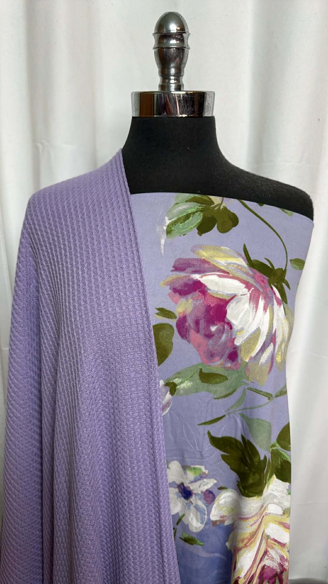 LAVENDER WAFFLE/FLORAL BUNDLE : 2YD Floral DBP & 1+YD Lavender Waffle : A29500